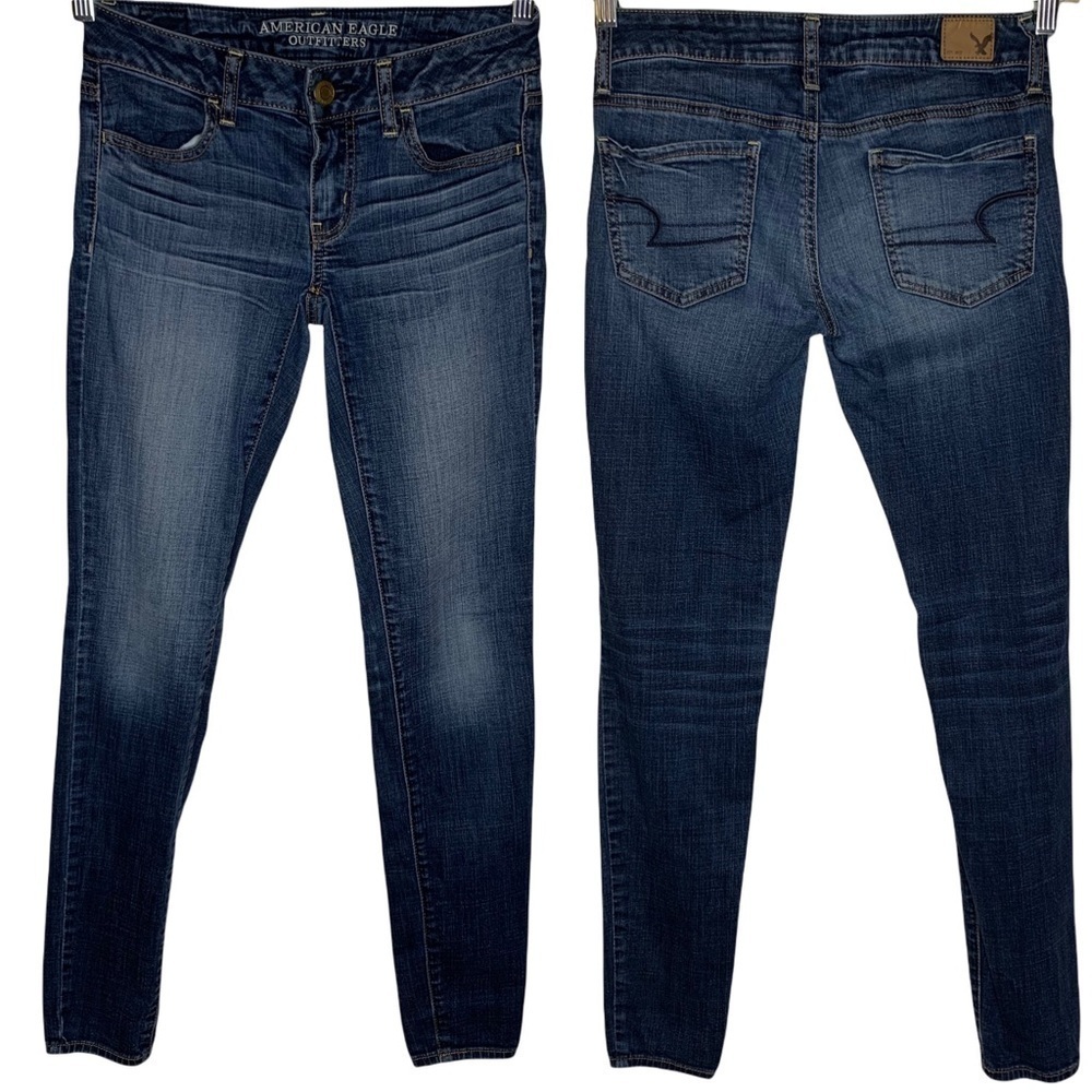 American Eagle Women’s Jeggings Super Stretch Dark Wash Jeans Size 2 Mid Rise